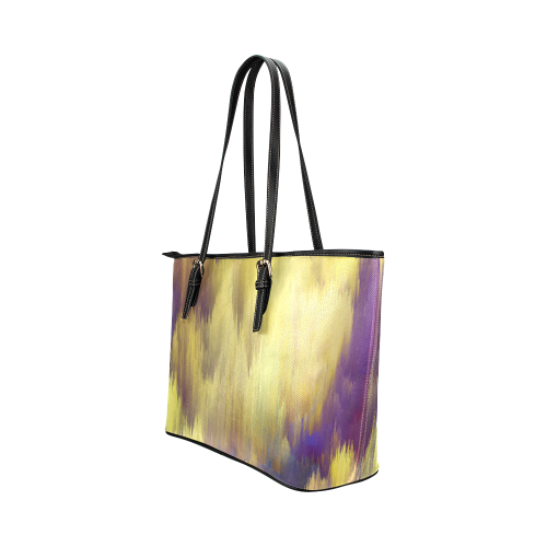 glitch art #colors Leather Tote Bag/Large (Model 1651)