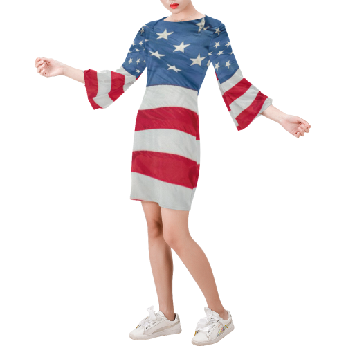 american flag-page001 Bell Sleeve Dress (Model D52)