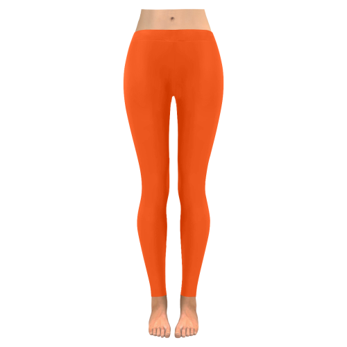 color orange red Women's Low Rise Leggings (Invisible Stitch) (Model L05)