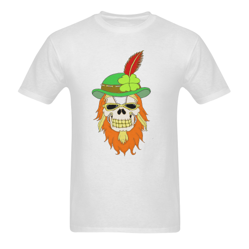 Irish Sugar Skull White Men's T-shirt in USA Size (Front Printing Only) (Model T02)