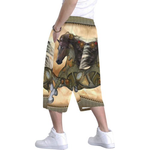 Aweseome steampunk horse, golden Men's All Over Print Baggy Shorts (Model L37)