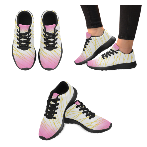 Shoes with gold, pinks design lines Women’s Running Shoes (Model 020)