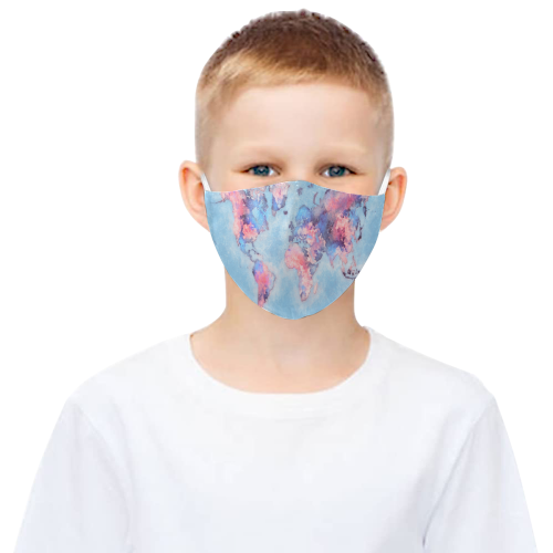 world map blue #map #worldmap 3D Mouth Mask with Drawstring (Pack of 5) (Model M04)