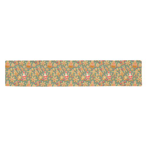 Christmas Gingerbread Icons Pattern Table Runner 14x72 inch