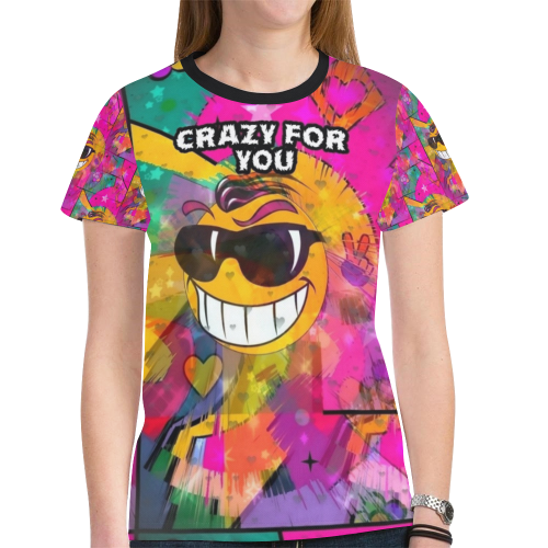 Crazy Popart by Nico Bielow New All Over Print T-shirt for Women (Model T45)