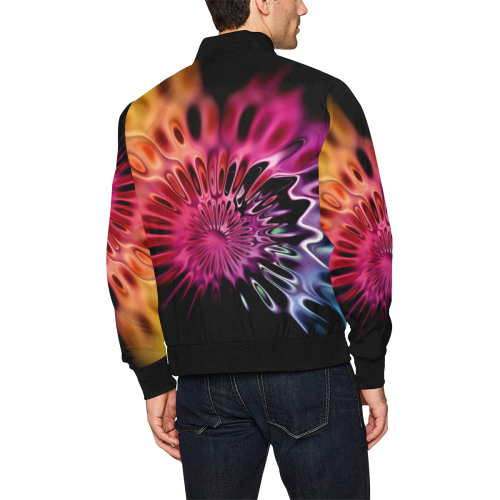 Magic Flower Flames Fractal - Psychedelic Colors All Over Print Bomber Jacket for Men (Model H31)