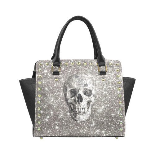 Modern sparkling Skull A by JamColors Rivet Shoulder Handbag (Model 1645)