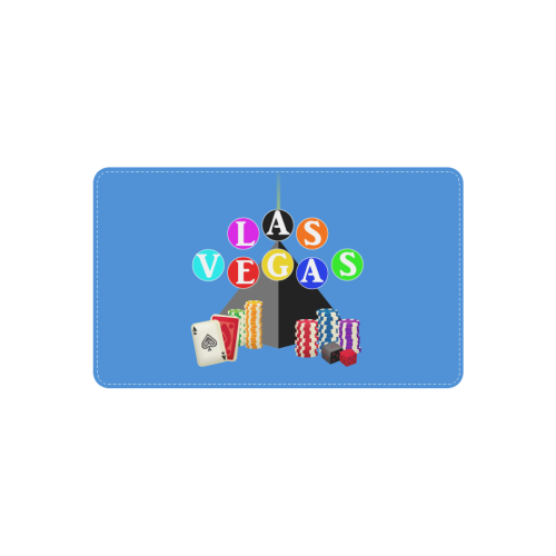 Las Vegas Pyramid / Poker Chips on Blue Rectangle Wood Door Hanging Sign