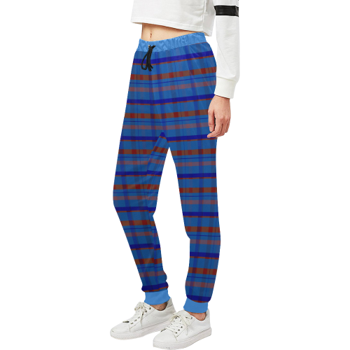 Royal Blue plaid style Unisex All Over Print Sweatpants (Model L11)