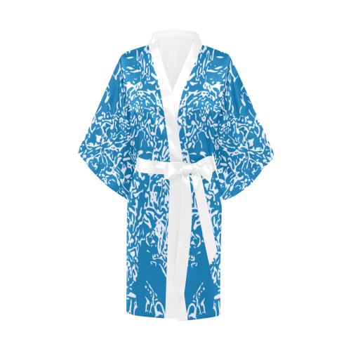 Brilliant White & Blue Kimono Robe
