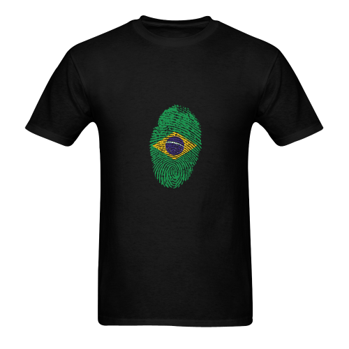 Brazil Flag Fingerprint Men's T-Shirt in USA Size (Two Sides Printing)
