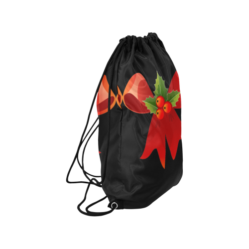 Red Christmas Bows and Holly Medium Drawstring Bag Model 1604 (Twin Sides) 13.8"(W) * 18.1"(H)
