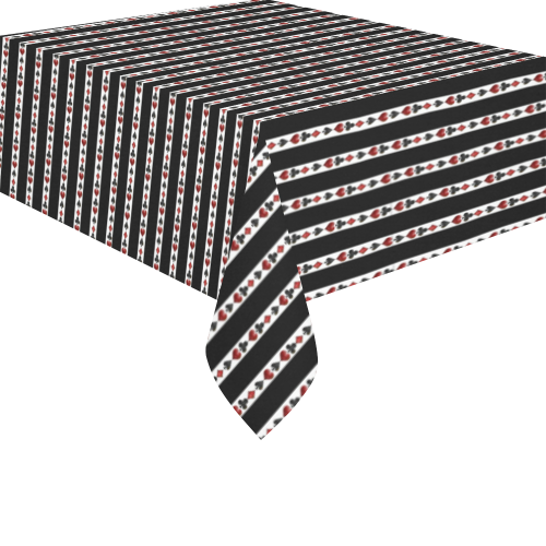 Las Vegas Playing Card Symbols Stripes Cotton Linen Tablecloth 52"x 70"