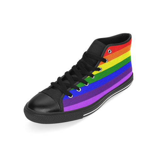 Rainbow Flag (Gay Pride - LGBTQIA+) High Top Canvas Shoes for Kid (Model 017)
