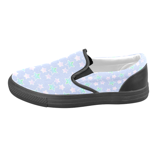 Cute Rainbow lilac purple Pastel tint colors little Stars star sky pattern design Men's Slip-on Canvas Shoes (Model 019)