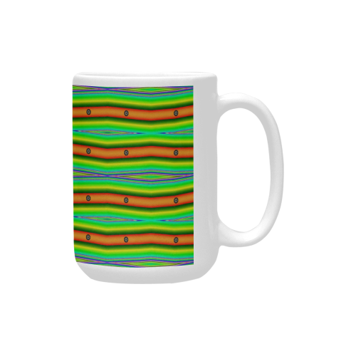 Bright Green Orange Stripes Pattern Abstract Custom Ceramic Mug (15OZ)