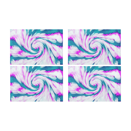 Turquoise Pink Tie Dye Swirl Abstract Placemat 12’’ x 18’’ (Set of 4)