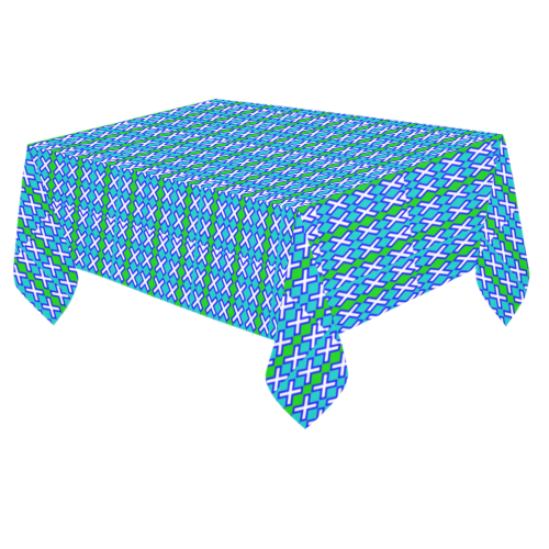 Blue Old School Mod Cotton Linen Tablecloth 60"x 84"