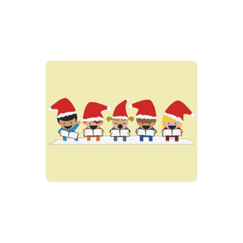 Christmas Carol Singers on Yellow Rectangle Mousepad