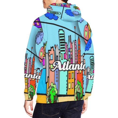 Atlanta Popart by Nico Bielow All Over Print Hoodie for Men/Large Size (USA Size) (Model H13)