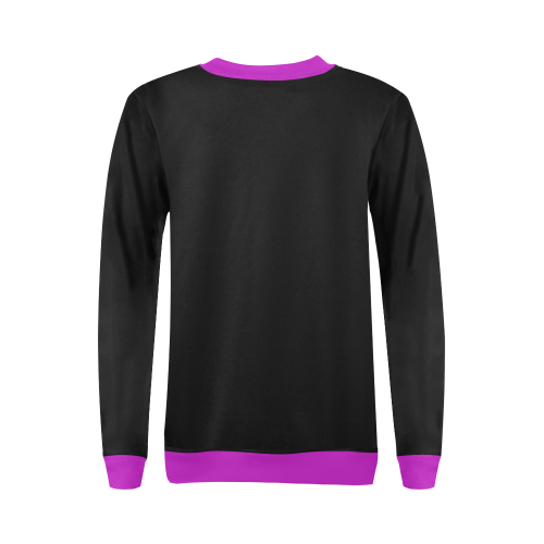 Valentine Mouse Black/Fuschia All Over Print Crewneck Sweatshirt for Women (Model H18)