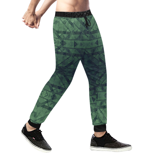 Sci-Fi Green Monster Geometric design Men's All Over Print Sweatpants (Model L11)