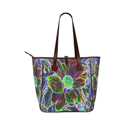 Abstract Garden Peony in Black and Blue Classic Tote Bag (Model 1644)
