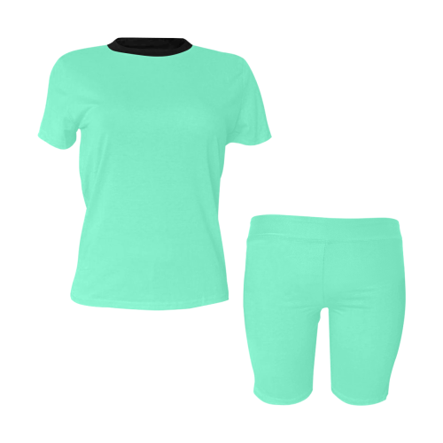 color aquamarine Women's Short Yoga Set