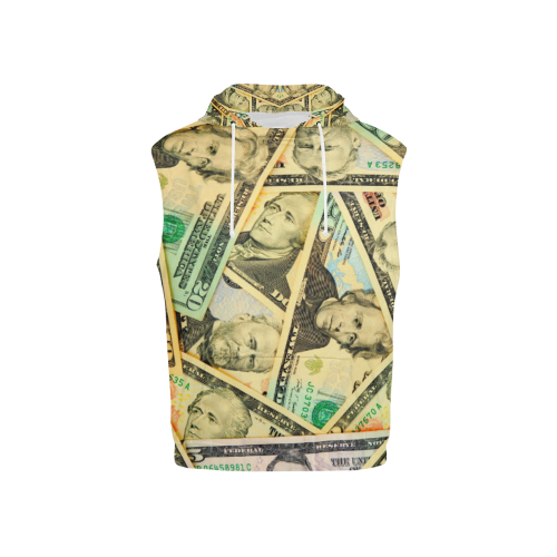 US DOLLARS All Over Print Sleeveless Hoodie for Kid (Model H15)