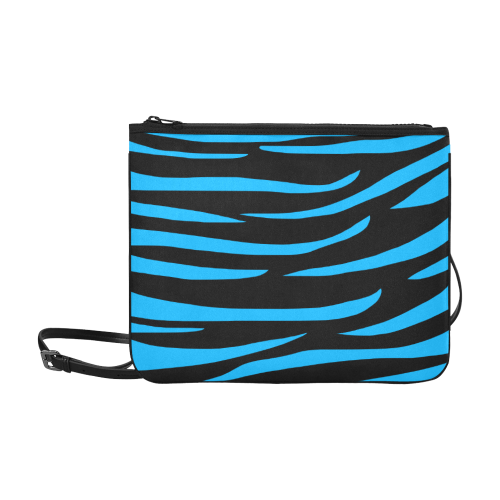Tiger Stripes Black and  Blue Slim Clutch Bag (Model 1668)