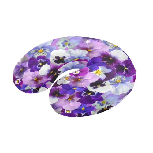 Pretty Purple Pansies U-Shape Travel Pillow
