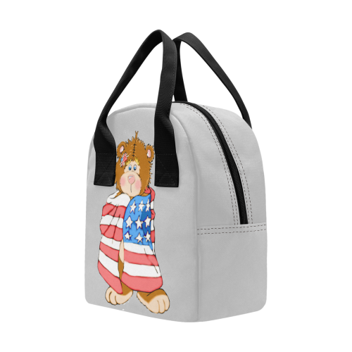 Patriotic Flag Bear Lt Grey Zipper Lunch Bag (Model 1689)