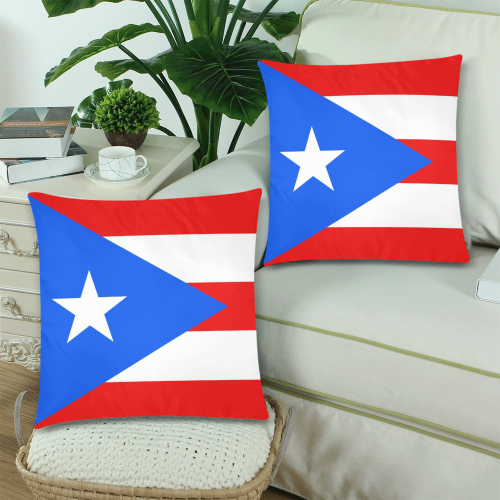 Puerto Rico Flag Custom Zippered Pillow Cases 18"x 18" (Twin Sides) (Set of 2)