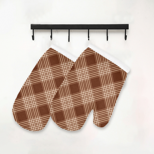Sienna And White Plaid Oven Mitt (Two Pieces)