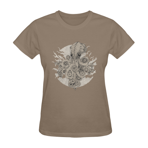 Retro Futurism Steampunk Adventure Octopus 4 Sunny Women's T-shirt (Model T05)