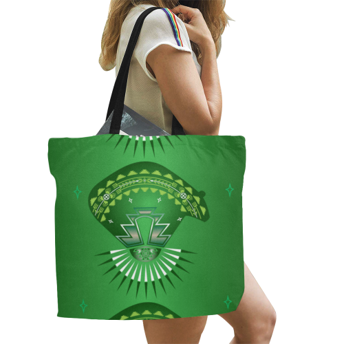 Three Bears Green All Over Print Canvas Tote Bag/Large (Model 1699)
