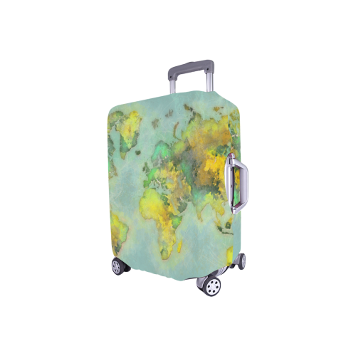 world map green #map #worldmap Luggage Cover/Small 18"-21"