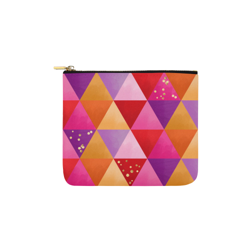 Triangle Pattern - Red Purple Pink Orange Yellow Carry-All Pouch 6''x5''