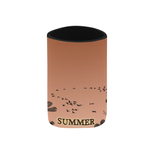 Summer design with flamingo Neoprene Can Cooler 4" x 2.7" dia.