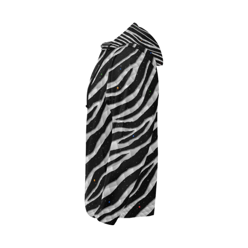 Ripped SpaceTime Stripes - White All Over Print Full Zip Hoodie for Men (Model H14)