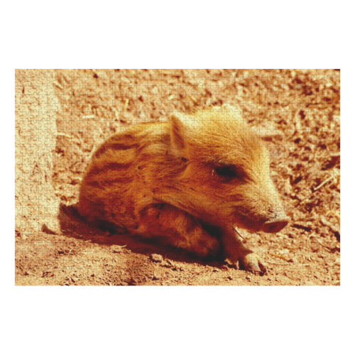 baby Boar by JamColors 1000-Piece Wooden Photo Puzzles