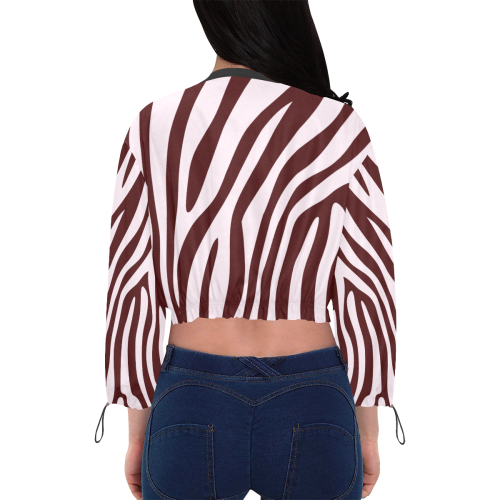 Zebra Print Cropped Chiffon Jacket for Women (Model H30)