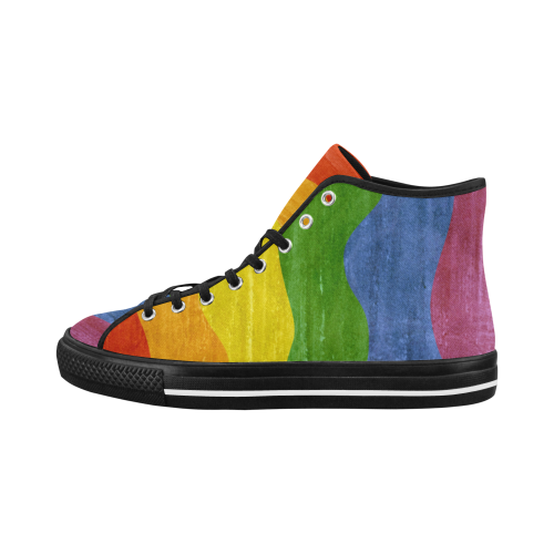 Gay Pride - Rainbow Flag Waves Stripes 3 Vancouver H Men's Canvas Shoes (1013-1)