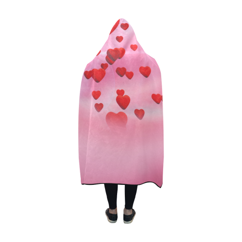 lovely romantic sky heart pattern for valentines day, mothers day, birthday, marriage Hooded Blanket 60''x50''
