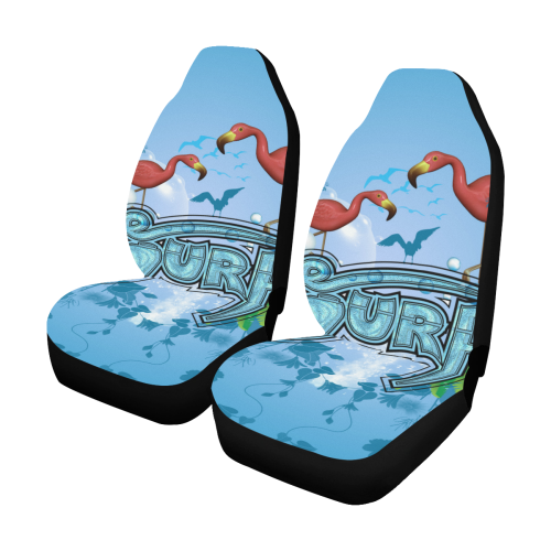 Surfing with flamingos Car Seat Covers (Set of 2)