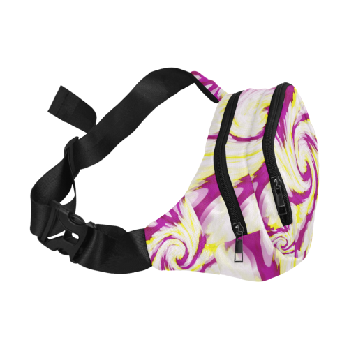 Pink Yellow Tie Dye Swirl Abstract Fanny Pack/Small (Model 1677)
