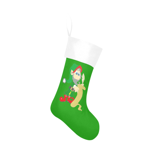 Christmas Elf Green/White Christmas Stocking