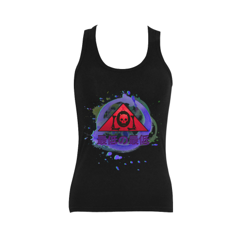 The Lowest of Low Japanese Octopus Triangle Skull Logo Women's Shoulder-Free Tank Top (Model T35)