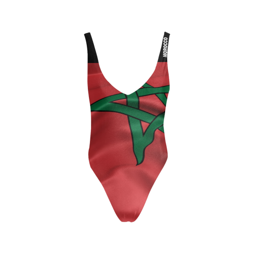 Morocco Flag Sexy Low Back One-Piece Swimsuit (Model S09)