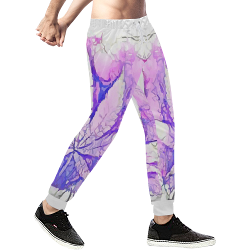 Acid Leaf (White) Men's All Over Print Sweatpants/Large Size (Model L11)